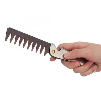

Portable Vintage Oil Head Comb Barber Stainless Steel Handle Folding Wide Teeth Comb Hairdressing Hair Modeling Styling brush