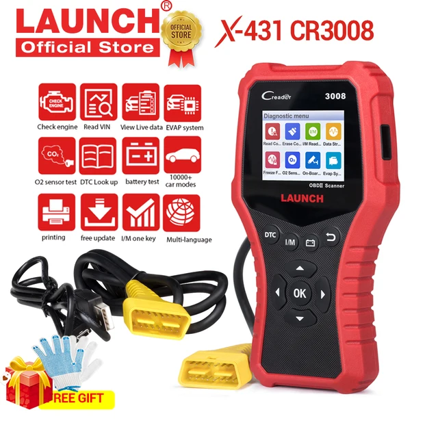 LAUNCH X431 OBD2 Scanner CR3008 Car Diagnostic Tool Check Engine Battery Auto OBDII Code Reader Free Update pk CR3001 KW850 1