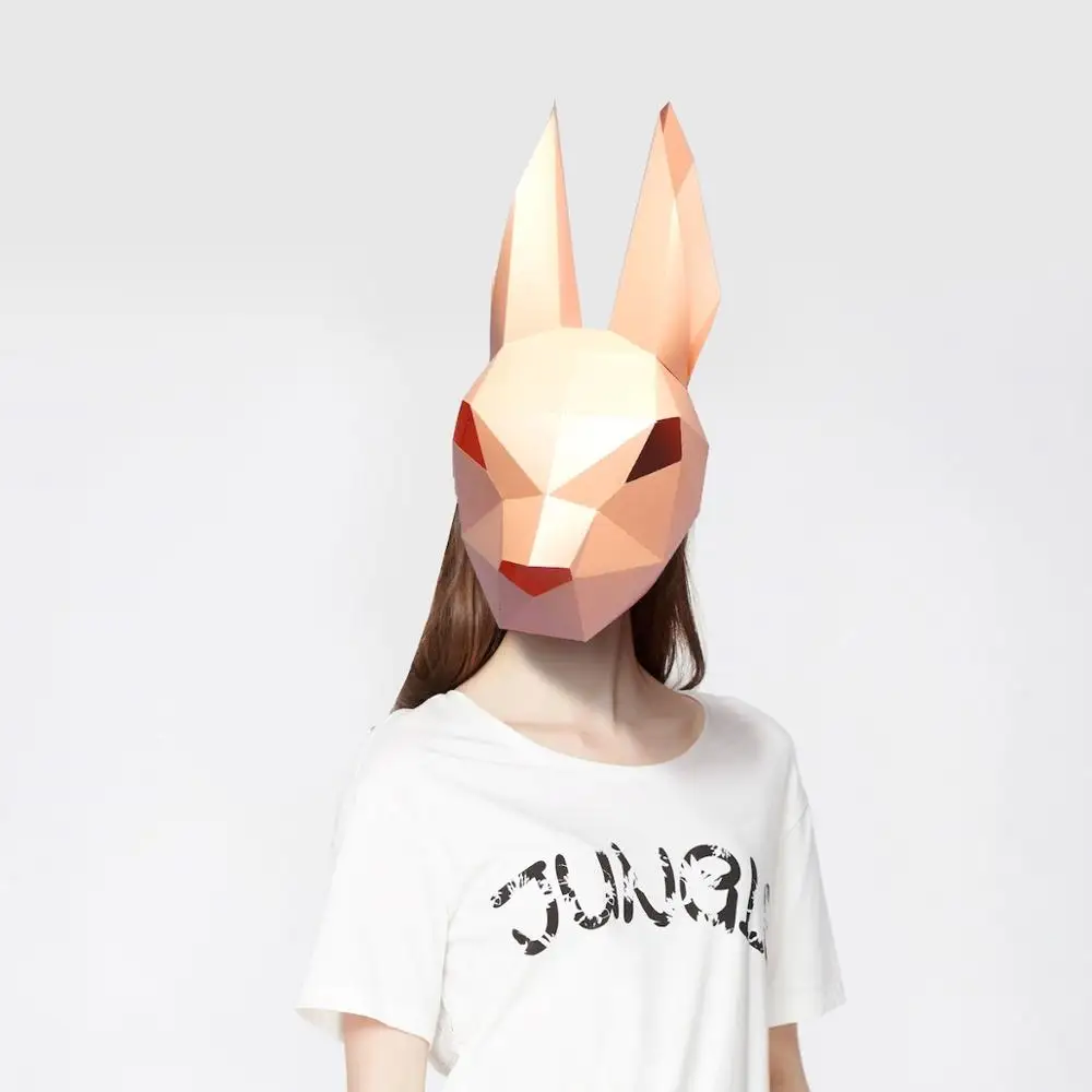 3D Бумажная Маска модный костюм кролика животного косплей сделай сам бумажная