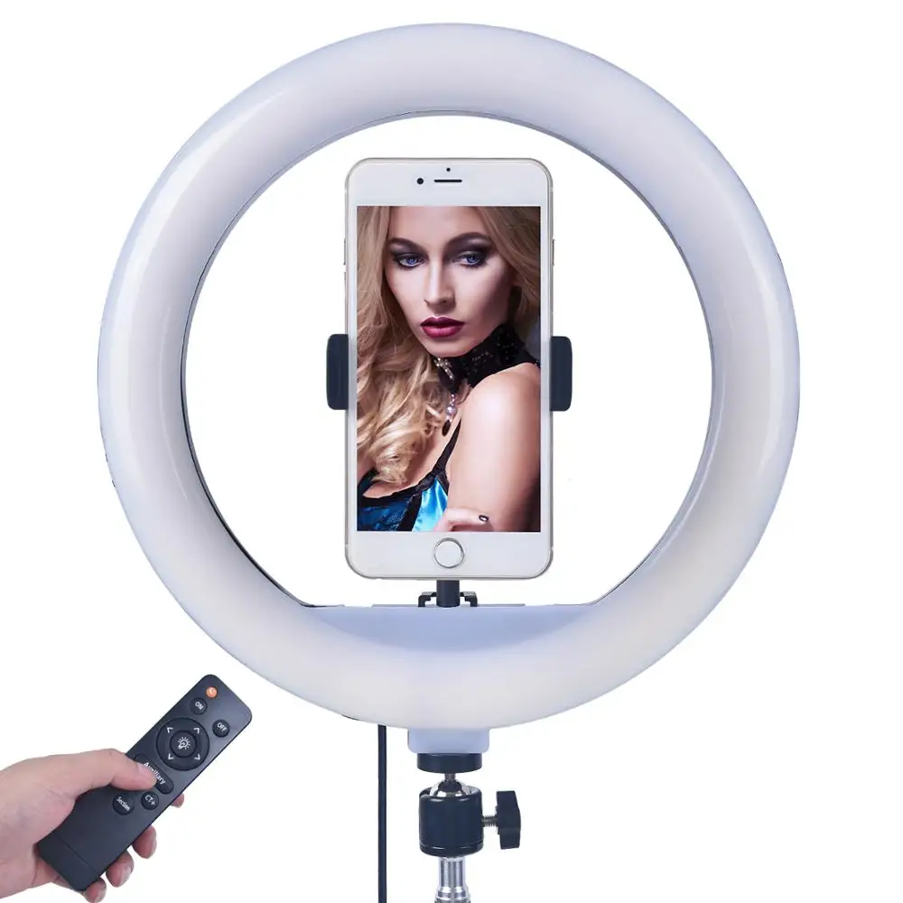 FOSOTO 30CM Photography LED Selfie Ring Light 3000K-5800K Dimmable Lamp with 1.6m Tripod Remote For Makeup Studio Phone Live