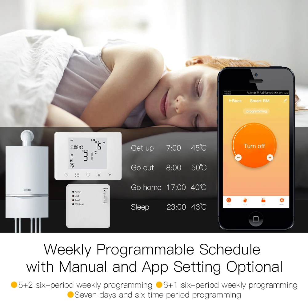 WiFi Smart Thermostat Wall-Hung Gas Boiler Heating Temperature Controller Work with Alexa Google Home