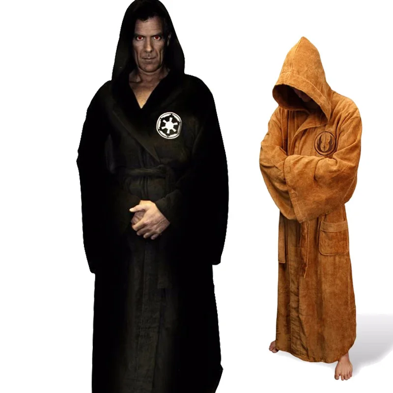 

Flannel Robe Male with Hooded Thick Star Wars Dressing Gown Jedi Empire Men's Bathrobe Winter Long Robe Mens Bath Robe Pajamas