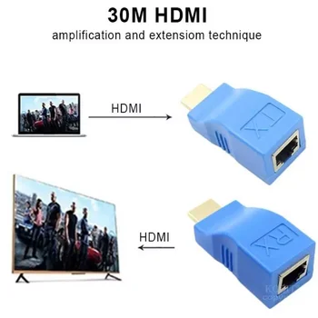 

HDMI Extender 1080P RJ45 Ports LAN Network HDMI 2.0 of 2K up to 30M By CAT5E/6 Ethernet Cable for HD TV Monitor