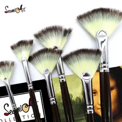 SeamiArt  Pinceaux en nylon en forme d'éventail pour peinture et dessin, ensemble de 6 pièces, gouache à l'aquarelle, fournitures artistiques, 
