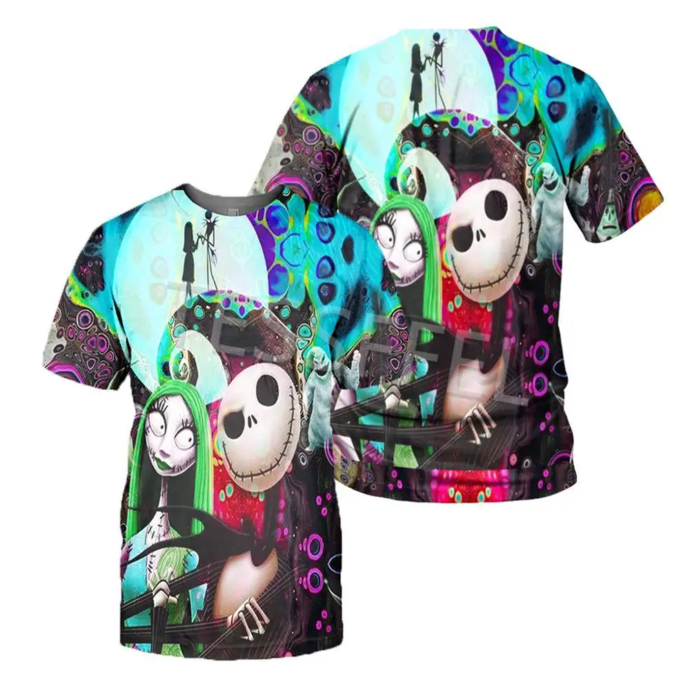 

Tessffel The Nightmare Before Christmas Halloween 3D Printed Summer Men's and Women's Fashion Street Harajuku T-shirt Top No.5