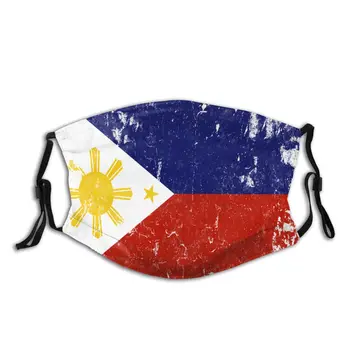 

Vintage Philippines Flag Reusable Face Mask with Filter Dustproof Mask Protection Cover Respirator Mouth Muffle