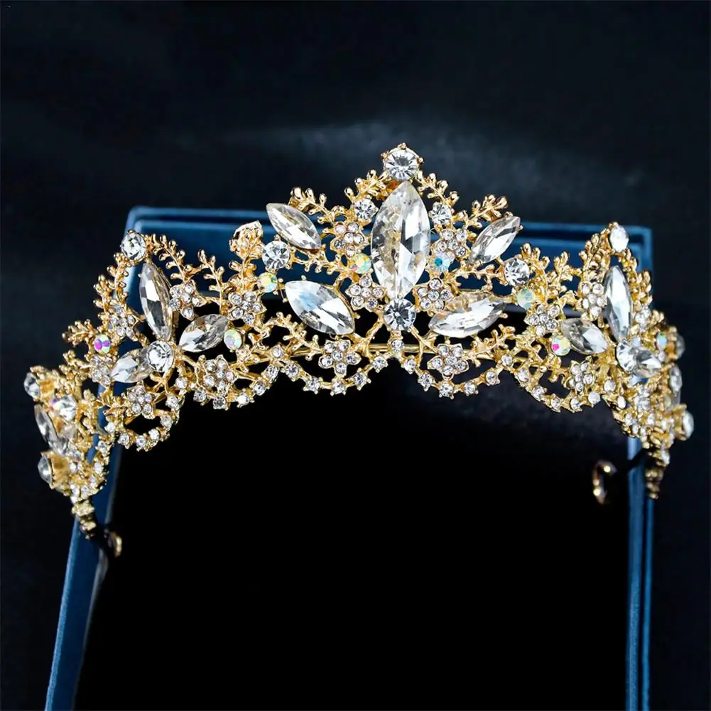 European Baroque Luxury Crystal Bridal Crown Tiaras Light Gold Diadem Tiaras For Women Bride Wedding Hair Accessories