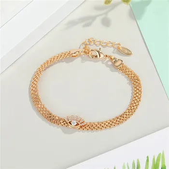 

1PC Zircon Evil Eye Fatima Hand Bracelet For Womens Gift Vintage Simple Metal Crystal Geometric Wide Bracelet Jewelry B41