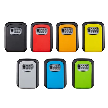 

Key Lock Box Wall Mounted Key Safe Box Weatherproof 4 Digit Combination