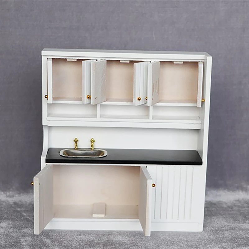 Kitchen Hutch White T5114  miniature dollhouse furniture wooden 1pc 1/12 scale 
