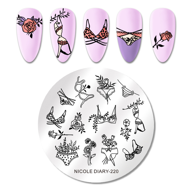 DIARY Leaves Nail Stamping Plates Abstract Flower Line Dot Point Image Stamp Templates Printing Stencil Tools