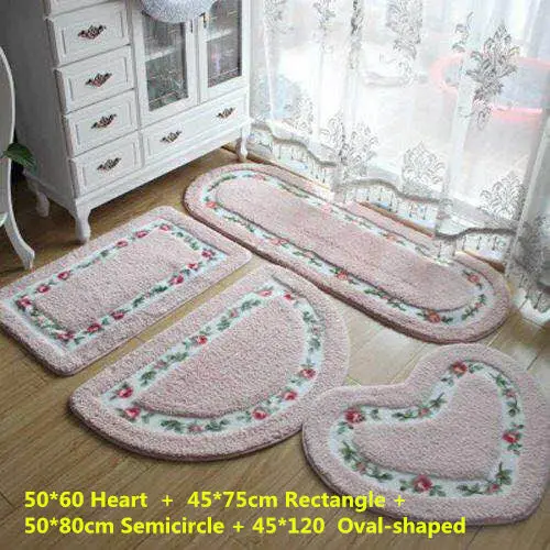 Pink 4pcs Большой коврик, декор для спальни, Противоскользящий коврик для гостиной, кухонный ковер, домашний коврик для ванной комнаты, мягкий коврик, набор для туалета - Цвет: Pink 4pcs