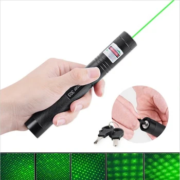

Green Laser Pointer Pen Mini Sight Light Pen with Keys LED Flashlight Green Lighting Powerful Torch 18650 Rechargeable Battery
