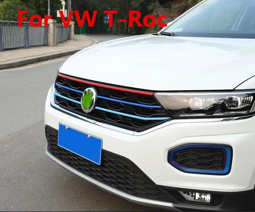 Применяется только для Volkswagen T-ROC переоборудована Трехцветная сетка для вставки FAW T-ROC Передняя сетка для вставки Передняя декоративная решетка полосы