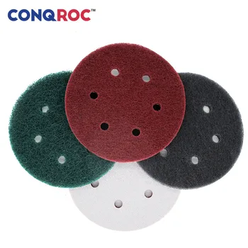 

10pcs 150mm 6 Inch Scouring Discs Hook Loop 6 Holes Scouring Pads Grout Power Scrubber Cleaning Sanding Rust Remover