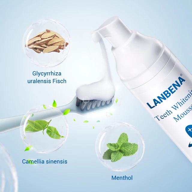 LANBENA Teeth Whitening Mousse Remove Stains Tooth Cleaning White Teeth Oral Bleaching Hygiene Toothpaste Whitening Dental Tool