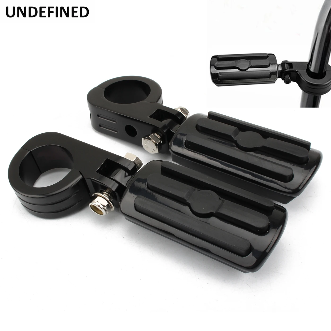 Black Termmei Highway 1 or 1.25 Bar Foot Pegs Foot Rest Front Engine Guard Mounting Clamp 