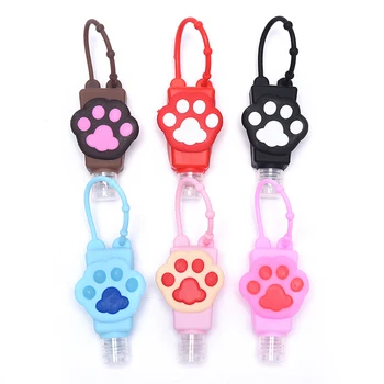 

1pc 30ml Mini Empty Bottle Traveling Refillable Bottle Silicone Protective Cover Hand Sanitizer Sub Bottle Bear Paw Shape