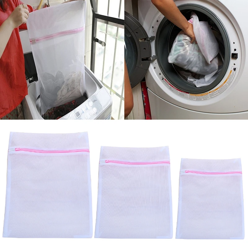 Laundry net bag Zippered Mesh Laundry Wash Bags Foldable Lingerie Bra Socks Washing Machine Cleaning Mesh Bag 3 Sizes