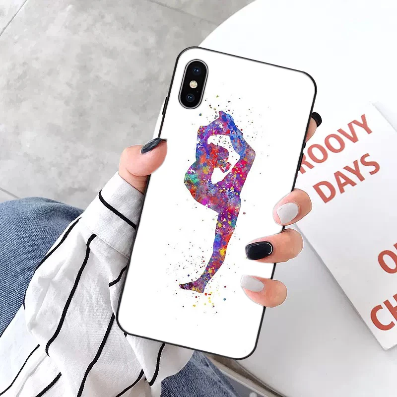 A16 Love Gymnastics silhouette sports Black Cell Phone Case for Apple iPhone 8 7 6 6S Plus X XS MAX 5 5S SE XR 11pro max - Цвет: A16