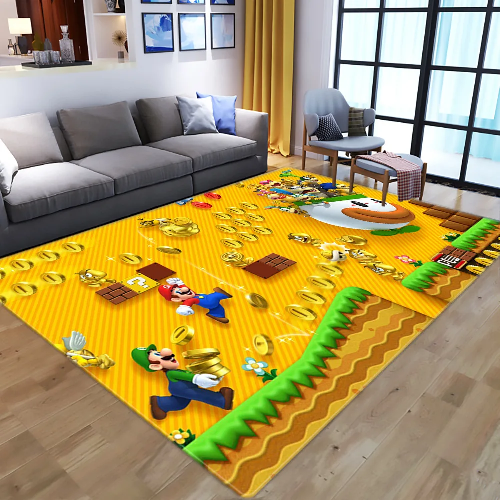 Cartoon Anime Super Mario Carpets for Kids Bedroom Gamer Large Area Rugs Kid Play Floor Mat Soft Flannel Child Game Big Carpet 4