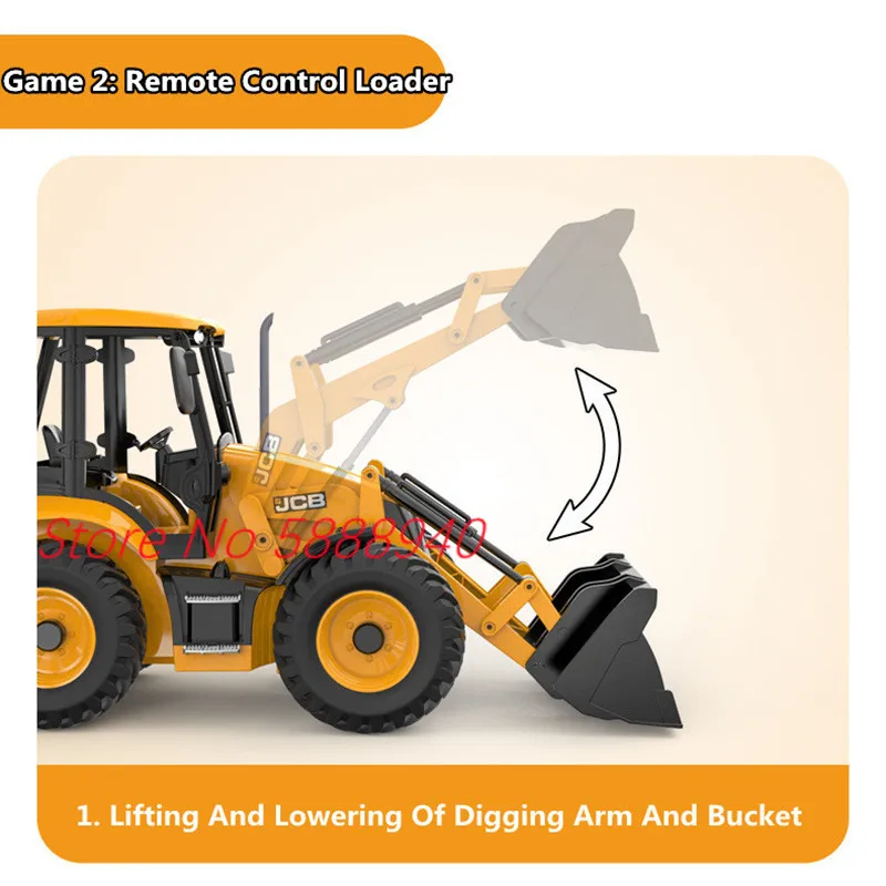 Intelligent Demo 2-Way Forklift Remote Control Excavator Telescopic Support Feet Simulated Sound Effect RC Truck Toys With Light 5