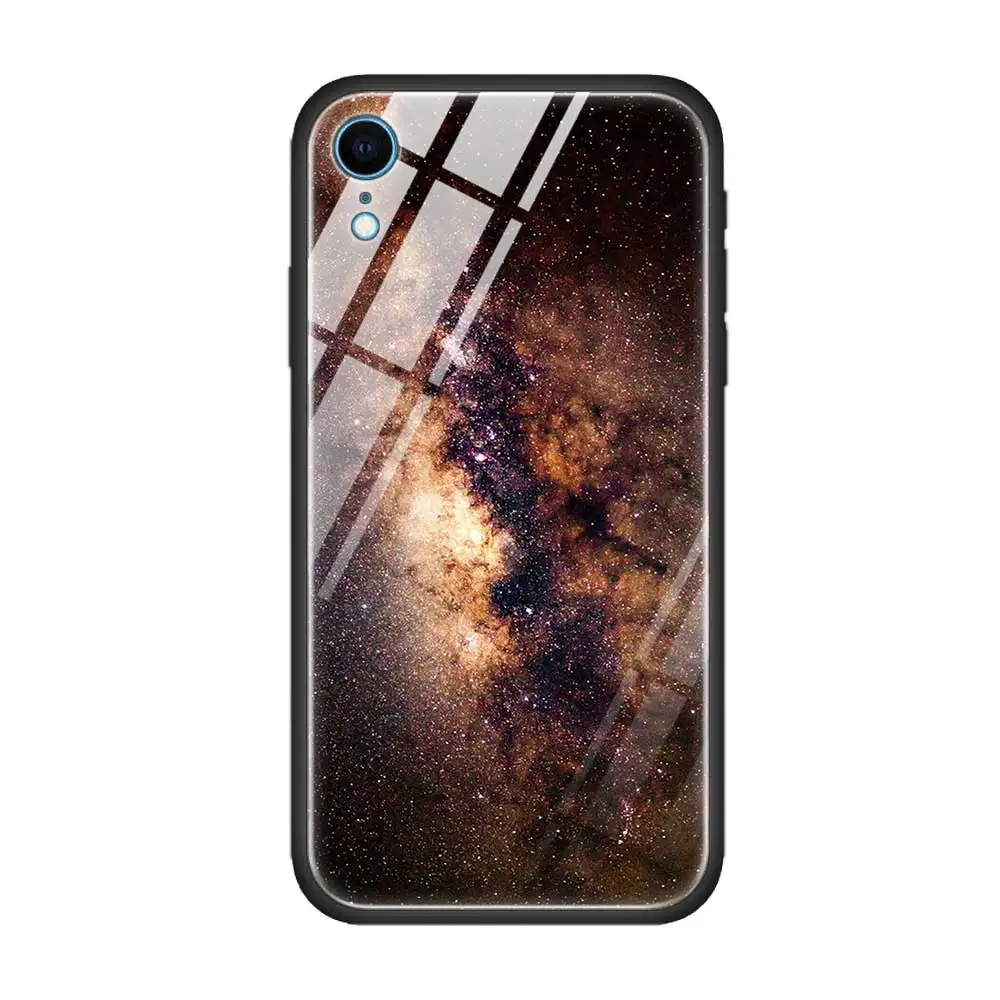 Чехол из закаленного стекла для Apple iPhone 8 7 6 6S Plus, чехол для iPhone 11 11Pro XS MAX XR X, силиконовый край, Звездный градиент пространства - Цвет: T10