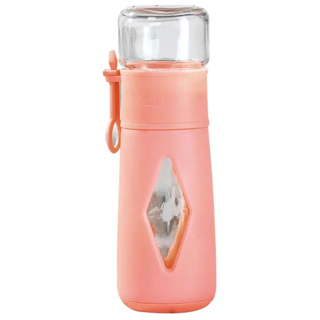Insulated Cup with Filter 316 Stainless Steel Tea Bottle Tea Infuser Vacuum Cup with Glass Infuser Separates Tea and Water 500ML pink glass 500ml