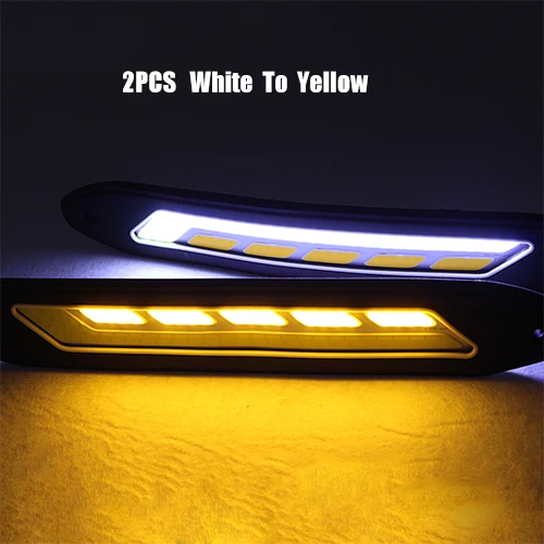2X гибкий водонепроницаемый белый и желтый автомобильный головной светильник светодиодный дневные ходовые огни DRL противотуманный светильник s с поворотным сигналом светильник COB CJ - Цвет: 2PCS White To Yellow