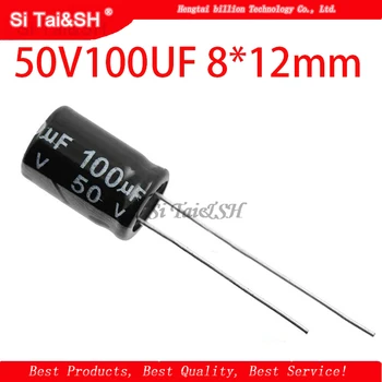 

50PCS Higt quality 50V100UF 8*12mm 100UF 50V 8*12 Electrolytic capacitor