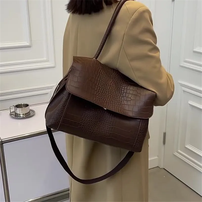 Luxury Crocodile Pattern Women’s Shoulder Messenger Tote