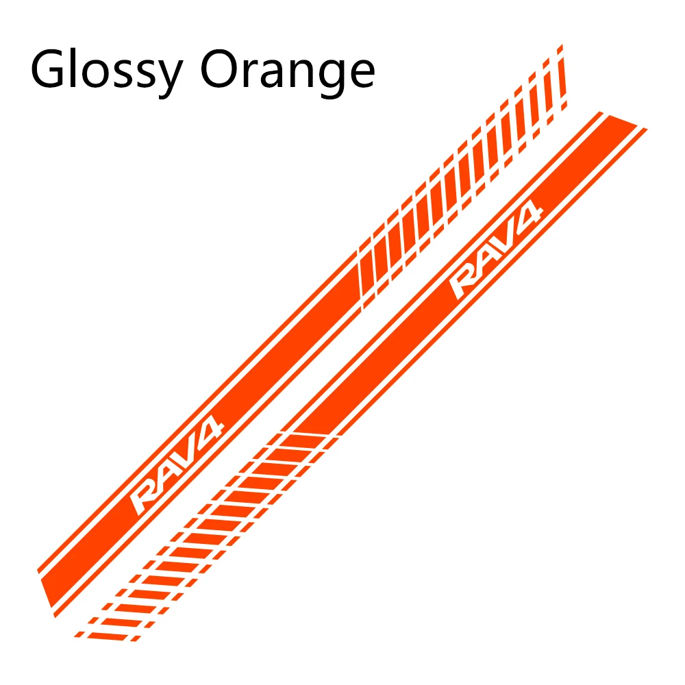 2 шт. наклейки для автомобиля с боковыми полосками для Toyota RAV4 Авто Виниловая пленка наклейки DIY Украшение для стайлинга автомобиля аксессуары для тюнинга автомобиля - Название цвета: Glossy Orange
