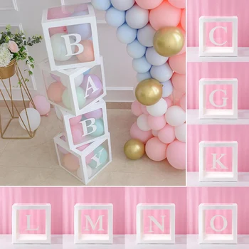 

Clear Cardboard Cube Box Plastic Balloon Box Letter Cube Transparent Gift Birthday Party Plastic Box Case Print Cube Gift