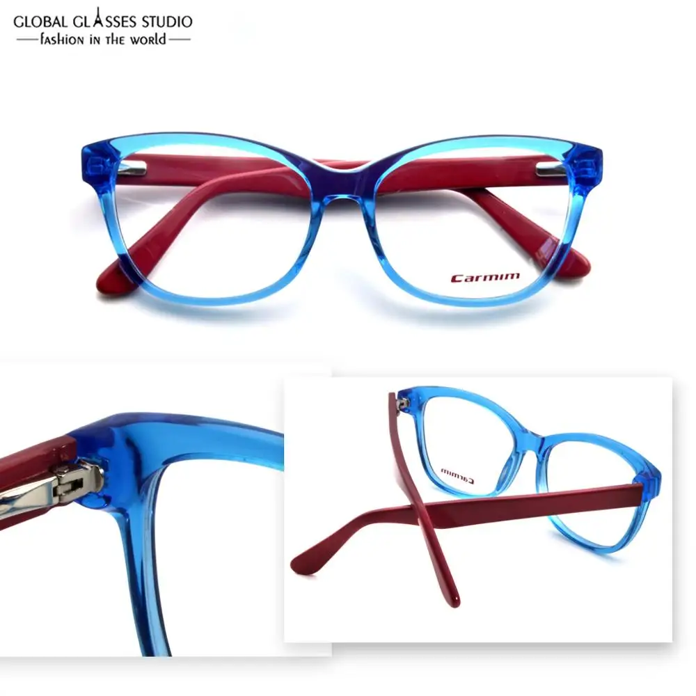 Новинка, Кристальные синие темно-красные милые мужские/женские модные дизайнерские очки, оправа, чистые линзы, ацетатные очки, оптические очки 51BG24010