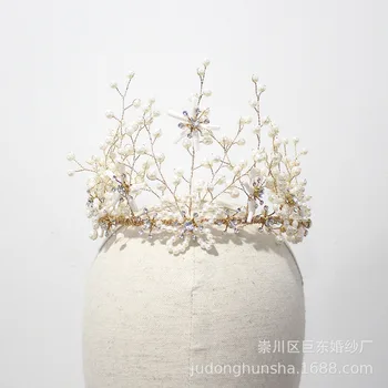 

Leliin Gold Bridal Hair Tiara Crown Wedding Hair Headpiece Crystal Hair Barrette bride Hair Pins Hair Jewelry