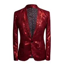 Мужской Блейзер в стиле ретро, с цветочным принтом, бронзового цвета, цвета красного вина, для свадьбы, для жениха, ведущего сцены, для хип-хопа, певца, для шоу, костюм, вечерние, синее пальто
