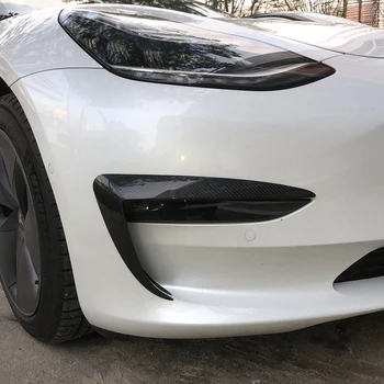 

2pcs/set Car Carbon Fiber Bumper Modification for Tesla Model 3 Headlight Protection for Auto Interior Stickers Car Accessories
