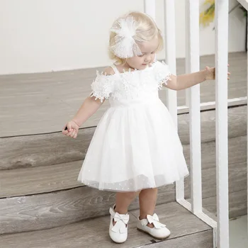 

1-6Y Toddler Baby Kid Girls Princess Dress off shoulder White Lace Tutu Party Wedding Birthday dresses For Girl Child Costumes