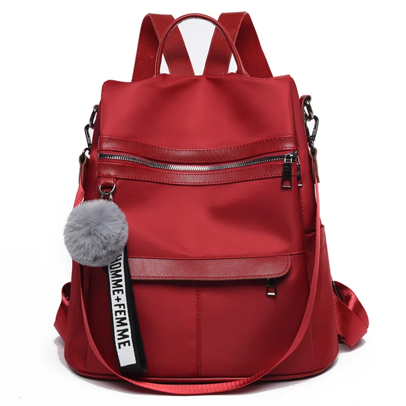 2021 New Backpacks for women Waterproof Anti-theft Oxford Cloth School Bags Simple College Wind Bags Hair Ball Pendant GE11 