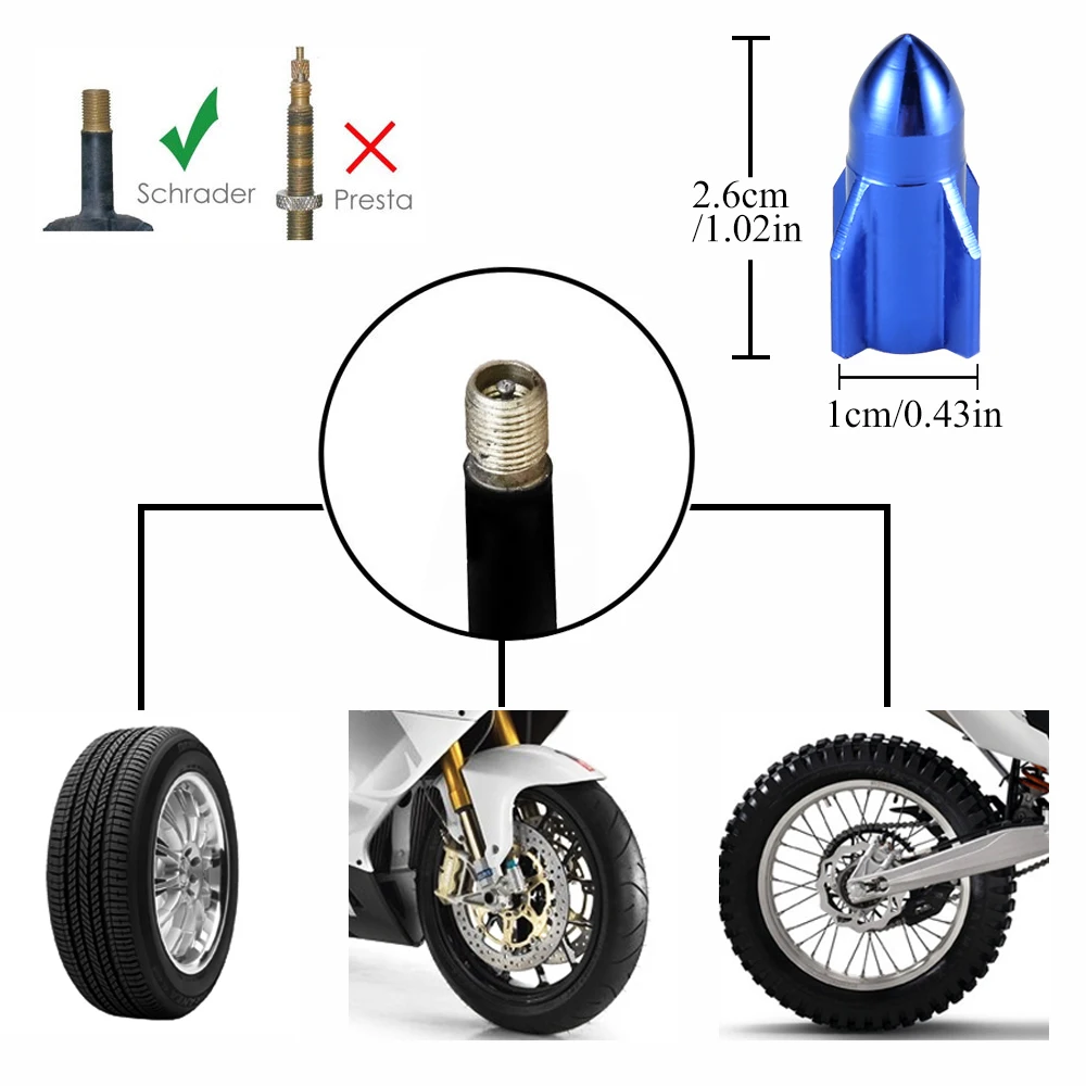 Set Di 4 Tappi Per Valvole Pneumatici Auto - Proiettile In Lega