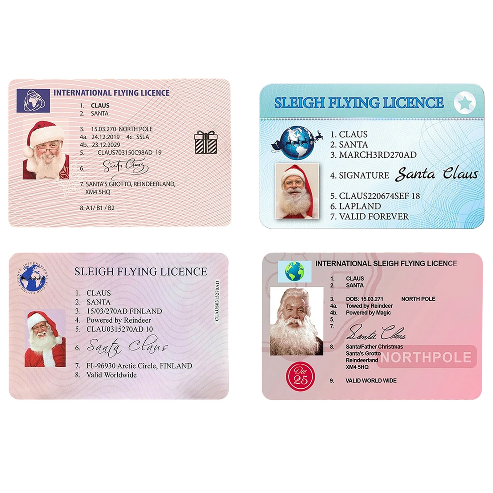 Santa Claus Flight License Sleigh Riding Licence Tree Ornament