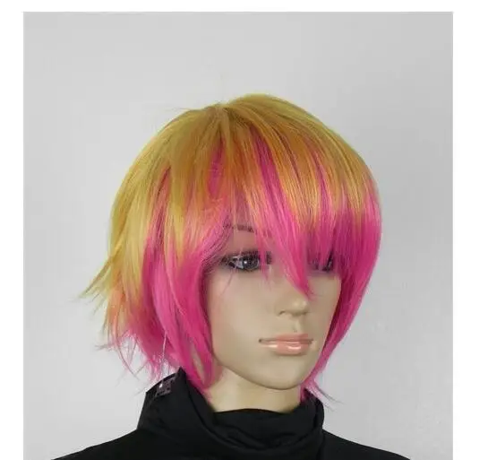 Парик для косплея shun peruca hair queen модный с короткими прямыми волосами розового и