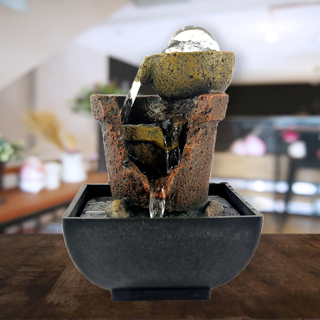 Tabletop Fountain Feng Shui Meditation Waterfall Fountain for Home Office 