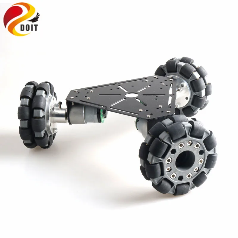 ^*Best Offers 3wd Omni Directional Wheel Smart Car Chassis with 100mm Omni Wheels and DC 12V Encoder Motor