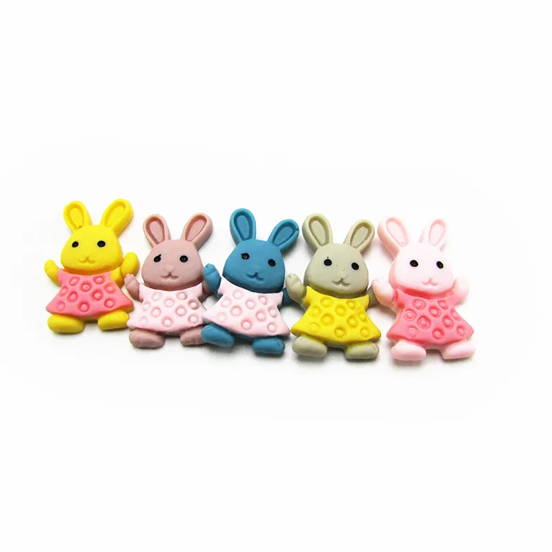 50 шт./лот Kawaii плоские бусины кролик плоские пластмассовые кабошоны аксессуары мультфильм животных DIY Скрапбукинг волос Луки центр