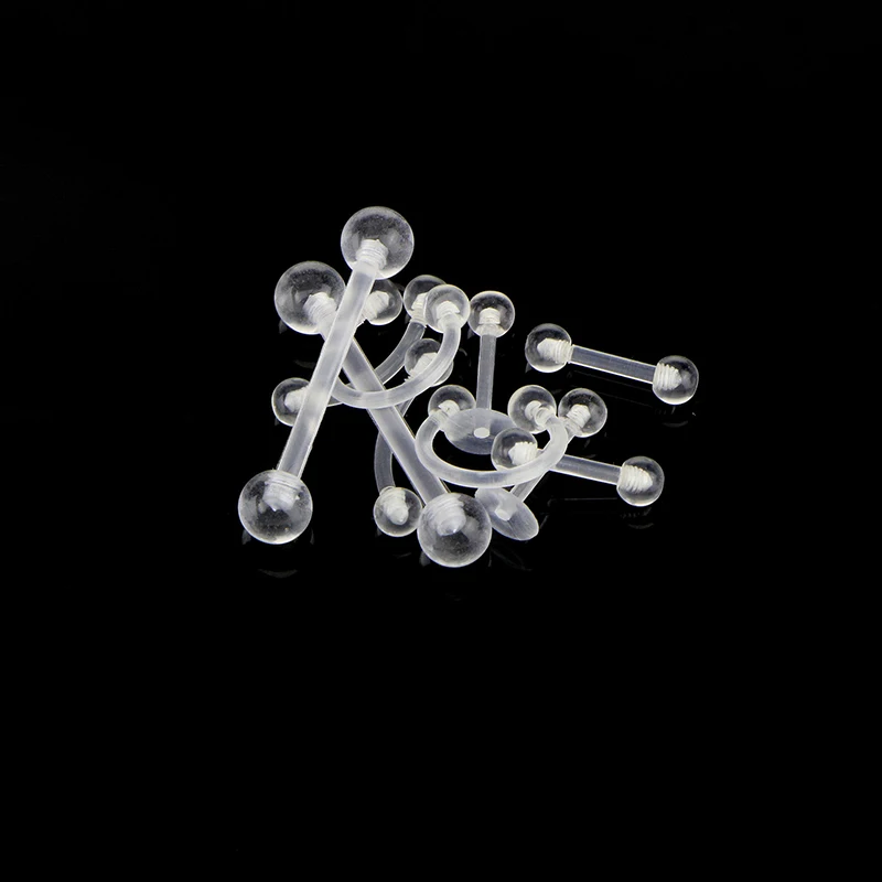 Transparent Acrylic Nipple Ring Soft Clear Bar Tongue Piercing Tongue Ring Helix Piercing Sex Jewelry 10Pcs/Set