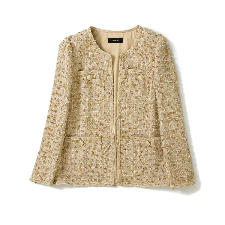 

New level high set import weaving all hand small sweet wind long sleeved fine coat female temperament