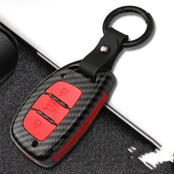 Auto Chiave a distanza Della Copertura di Caso Per Hyundai IX25 IX35 I20 I30 I40 hb20 Santa Fe Creta Solaris 2017 3 Bottoni chiave Borsette in fibra di carbonio