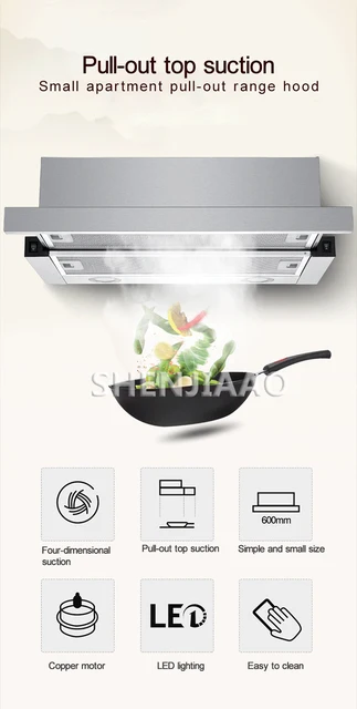 60CM stainless steel Range Hood Kitchen Small stove Vent Hood Internal  circulation Exhaust Range Hood with Aluminum Mesh Filters - AliExpress