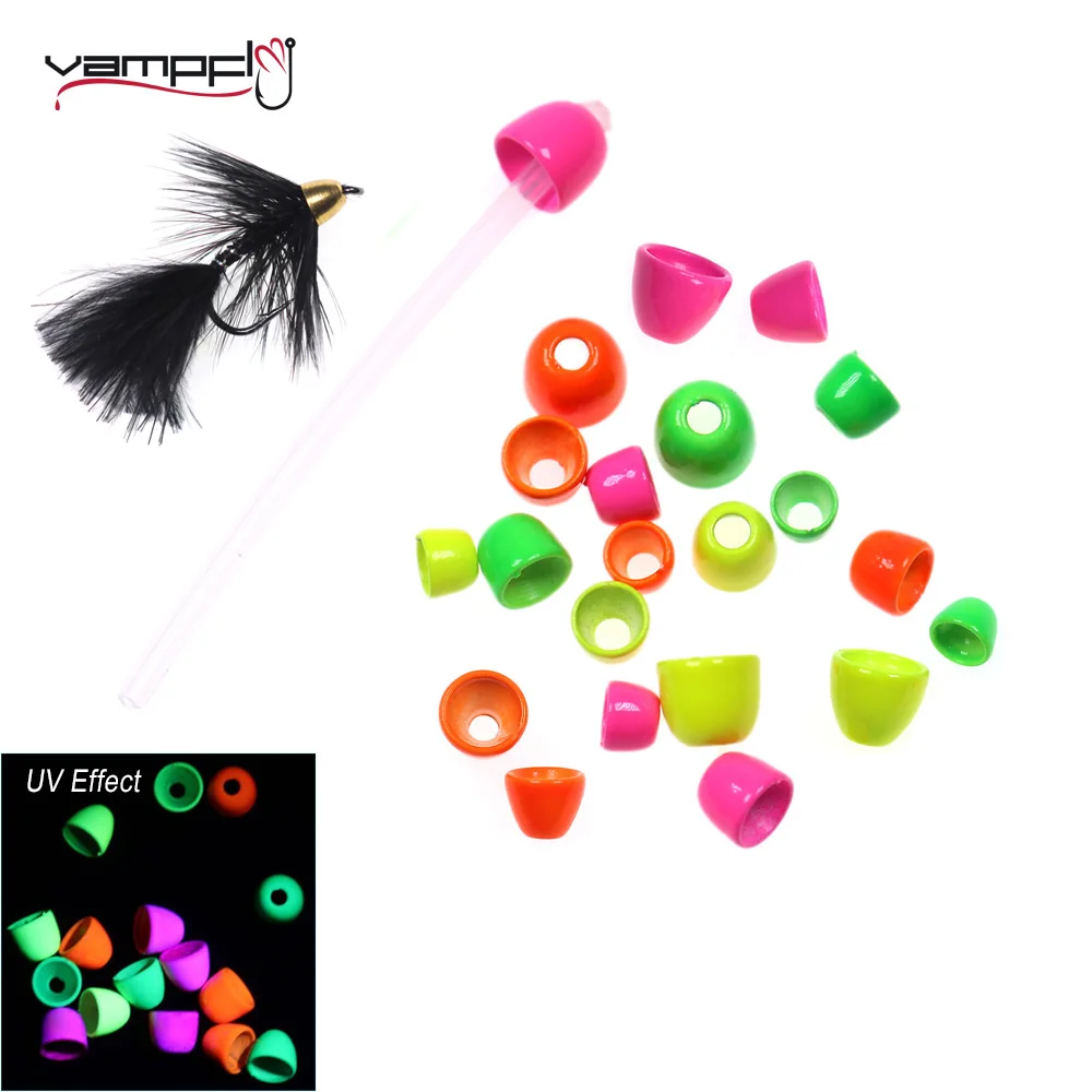 Vampfly 40pcs Fishing Fly Tying Uv Brass Cone Head Beads For Tying